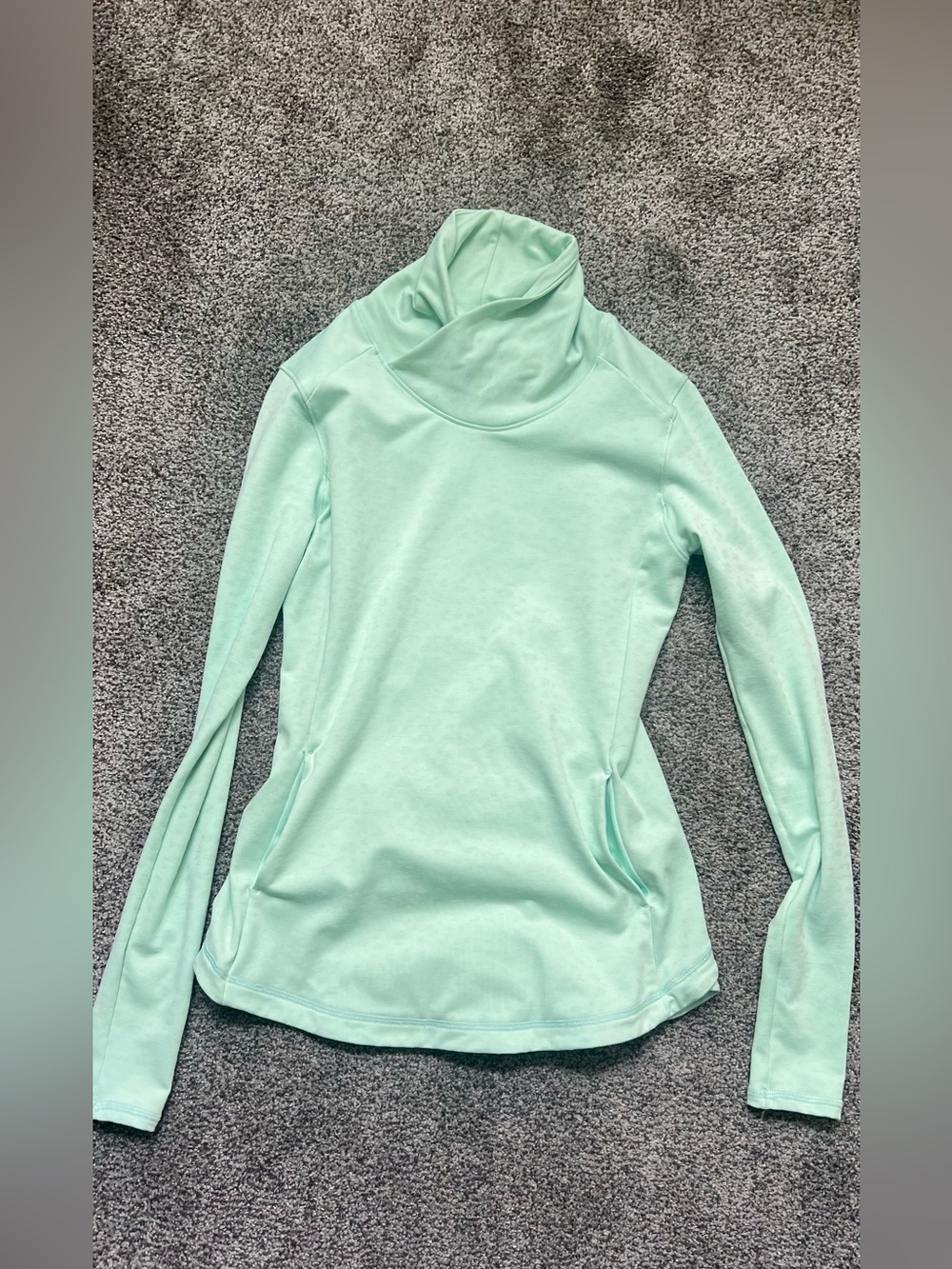 Alia Mint Pullover with Funnel Neck